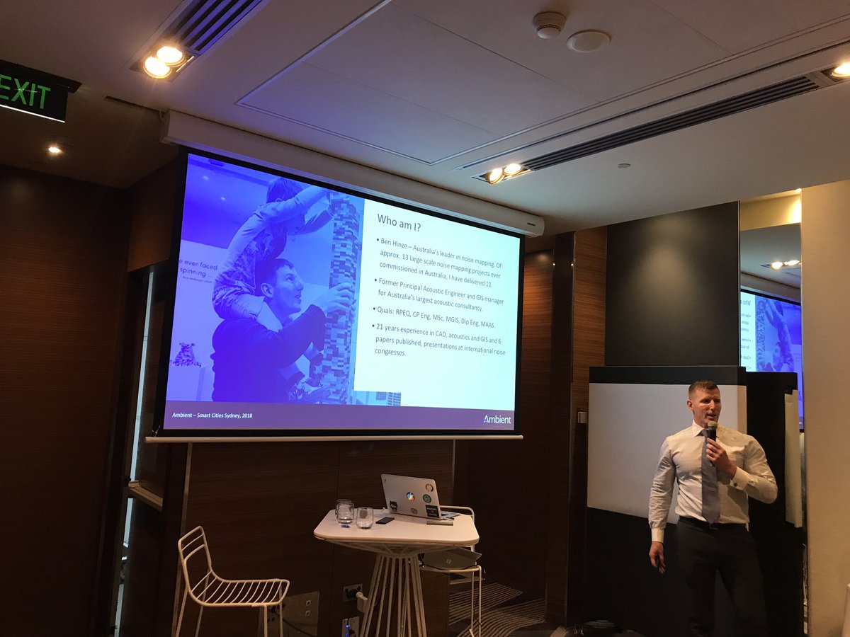 JohannaPitman's tweet image. Up first at #SCWAus is Ben from @ambientmaps with his solution for noise and air quality monitoring. @smartcitiesanz @BlueChilliGroup