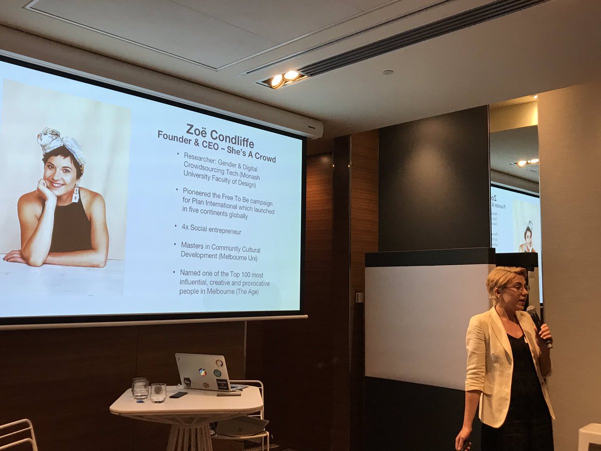 JohannaPitman's tweet image. Inspiring the #SCWAus audience about making cities safer is @zoe285 with She’s a Crowd. @smartcitiesanz @shestarts @BlueChilliGroup