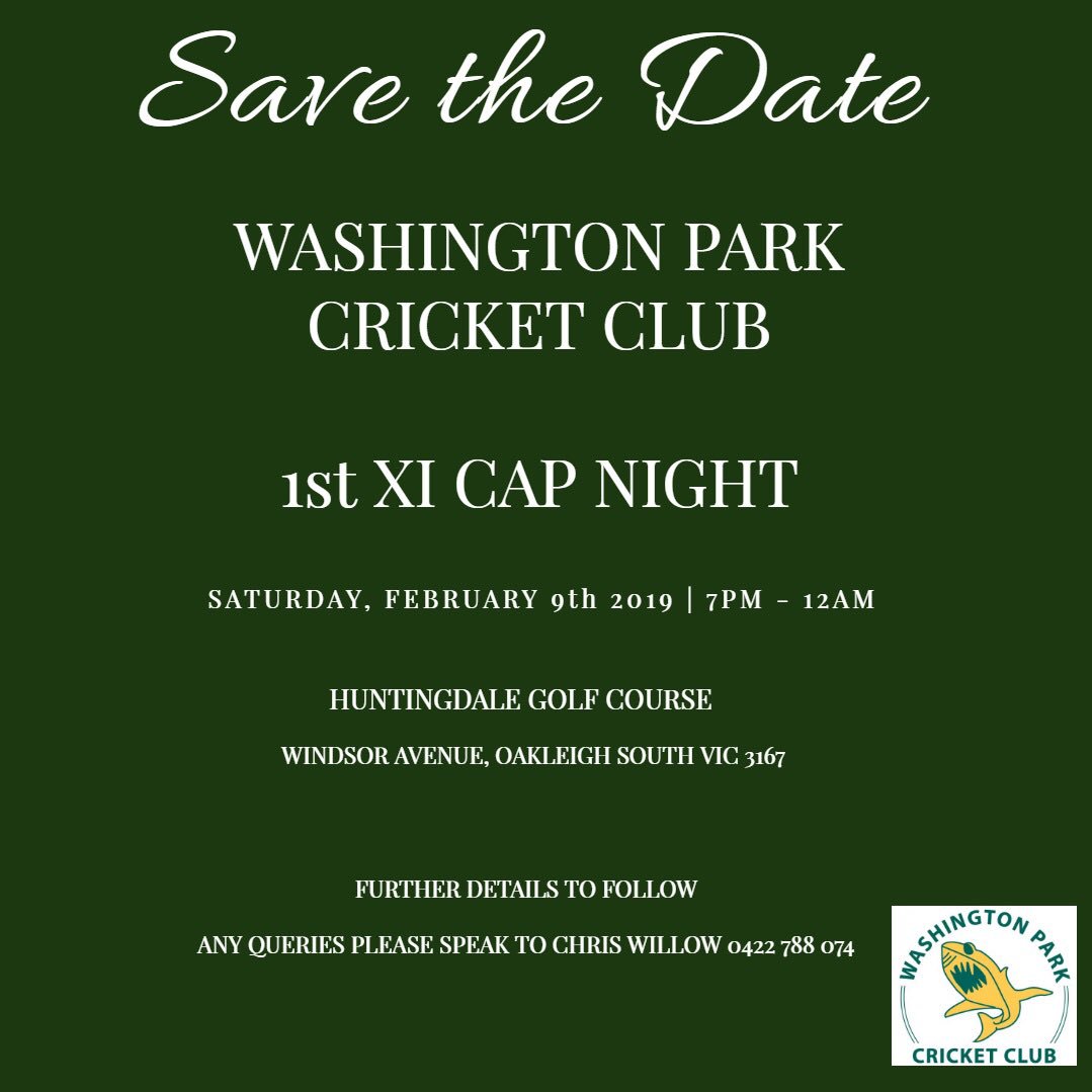 WPCCSharks's tweet photo. Save the date....
WPCC 1st XI cap night, Saturday February 9th 2019, Huntingdale Golf Course.... More details to follow, for info please speak to @cwillow23 #wpccsharks #circling https://t.co/bnenx6gRuz