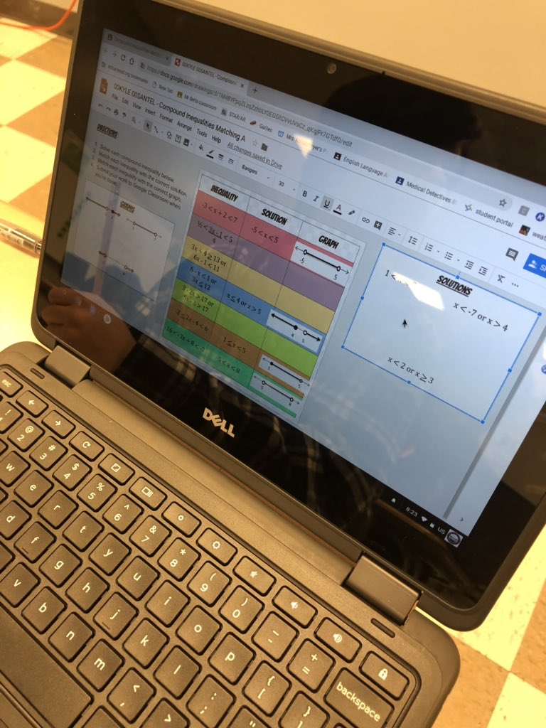 MrsNorwine's tweet image. The inequalities Google Drawings I made with inspiration from @challemeier was a hit today! It allowed students to self check and it was easier for me to check their answers! #GoogleEdu #MTBoS #alg1chat #iteachmath