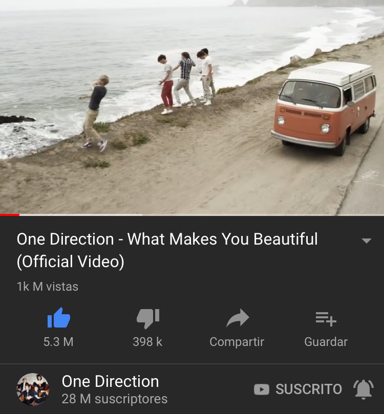 LiamPArgentina's tweet photo. 📣| OFICIALMENTE LLEGAMOS AL BILLÓN DE REPRODUCCIONES DE WHAT MAKES YOU BEAUTIFUL #WMYBTo1Billion. 👏🏻👏🏻👏🏻 Un aplauso para este fandom.❤️ https://t.co/8Kgfmh7pD8