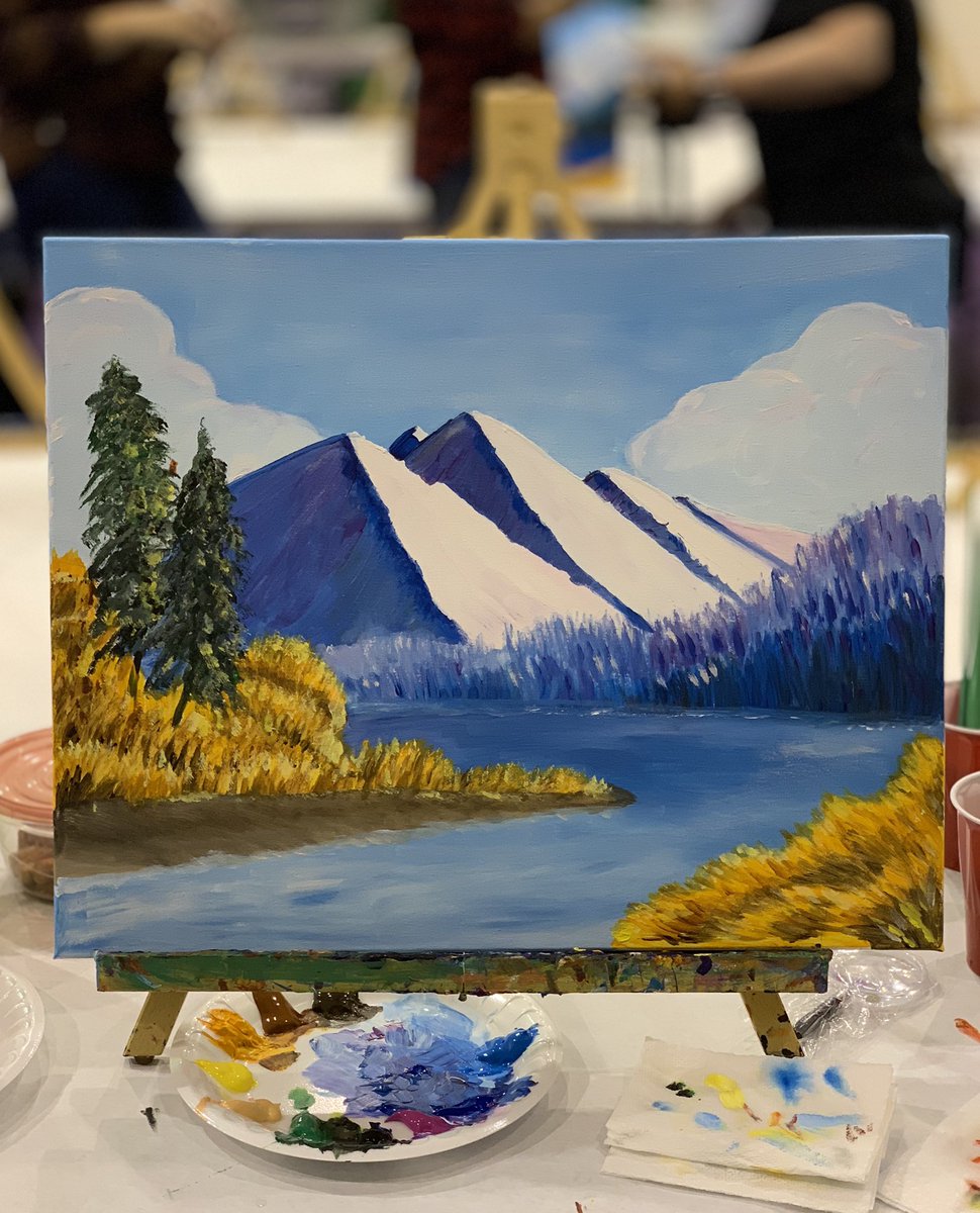 jesskhalifa's tweet photo. Bob Ross. Happy Little Trees #PaintMonkey https://t.co/YkCGqh64Z8