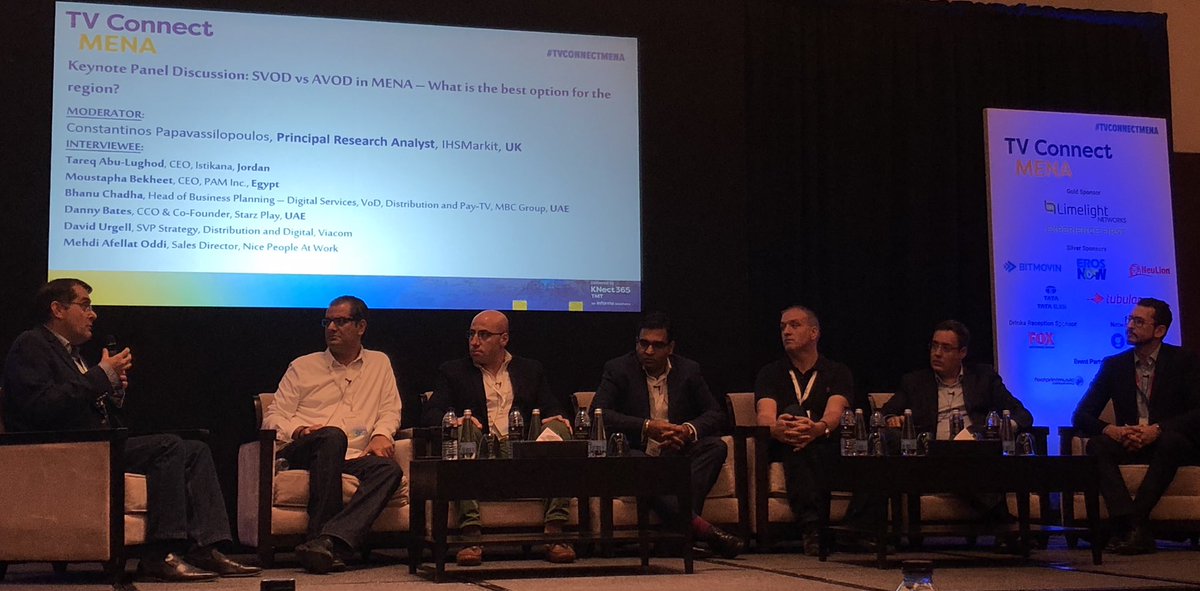 maria_aguete's tweet photo. Excellent start of day 2 #TVConnectMENA : #SVOD vs #AVOD : what is the best option for the #MENA region?
Tareq Abu-Lughod CEO @istikanatv , Moustapha Bekheet CEO of #PAMInc Jordan, Bhanu Chadian #MBCGroup , @UrgellDavid @Viacom , Medhi Afellat @NicePeopleAW Danny Bates @STARZPR https://t.co/yKNUcpZAYT