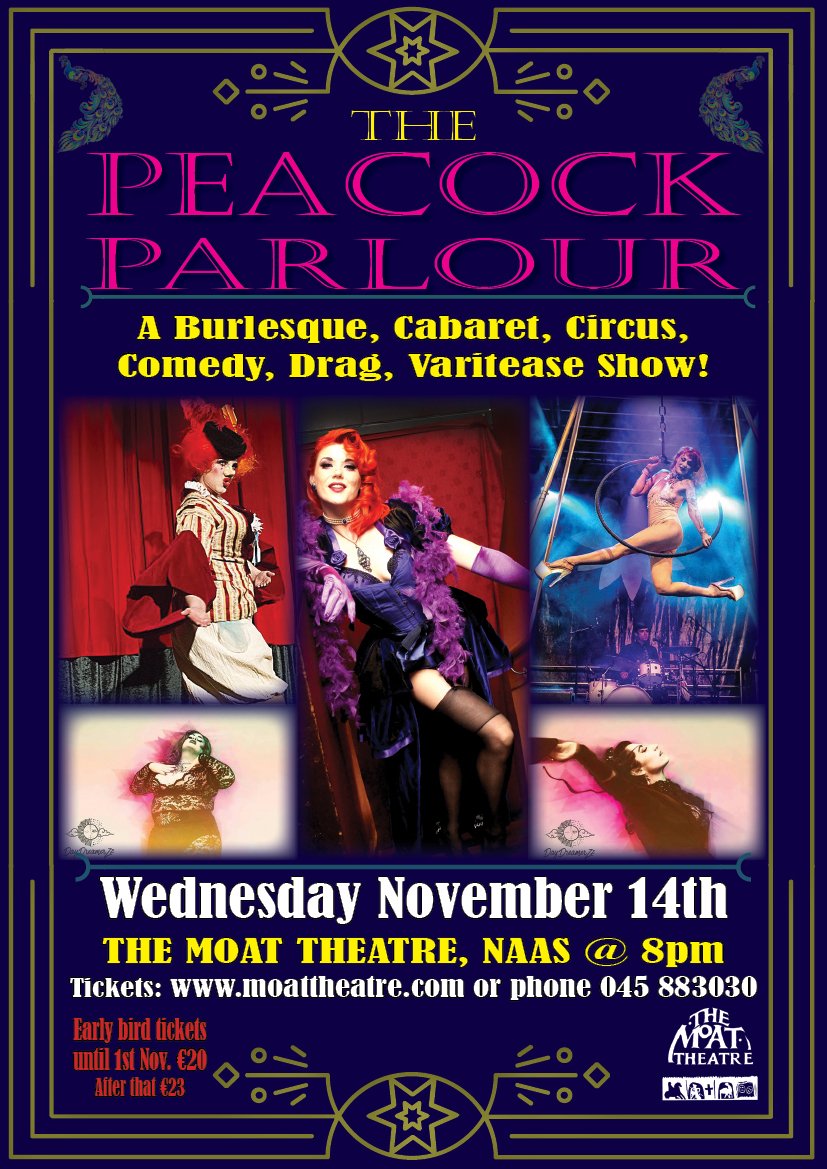 the_peacock_parlour is coming to Naas <a href="/moattheatre/">The Moat Theatre & Café</a> on November 14th. This will be a great nights entertainment so get your tickets soon <a href="/FoxyPcox/">Foxy P.Cox</a> <a href="/WhatsOnInNaas/">Whats on in Naas</a> <a href="/ArtsInCoKildare/">Kildare Arts Service</a> <a href="/NaasBall/">The Naas Ball</a> <a href="/IrishMJ/">IrishMJ</a>