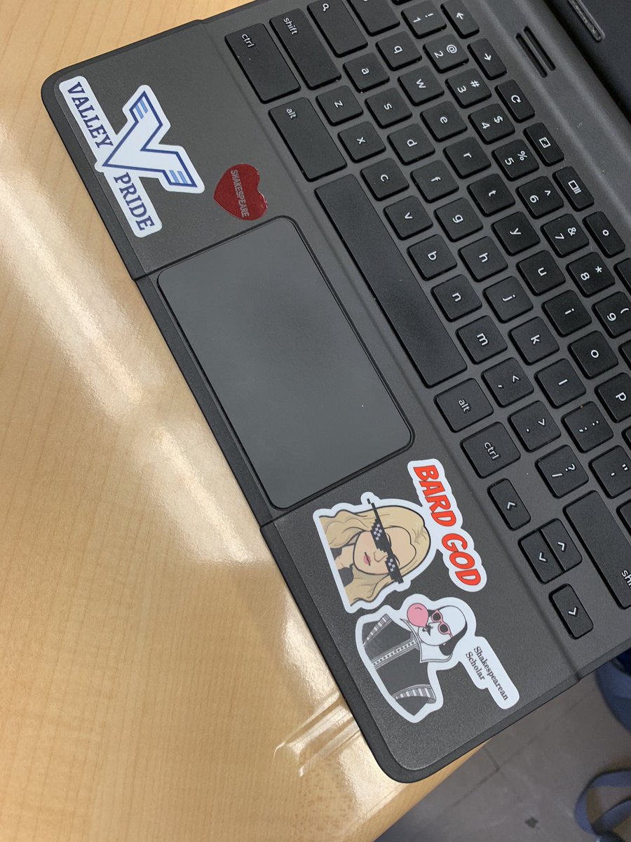 KirstenHellerWV's tweet photo. Who says HS students don’t like stickers?! They love reading “Hamlet” when they are rewarded for analysis. Thanks @alicekeeler for introducing me to @stickermule ! #Shakespeare #2ndEla #VALLEYPRIDE https://t.co/dx2ApzbB4v