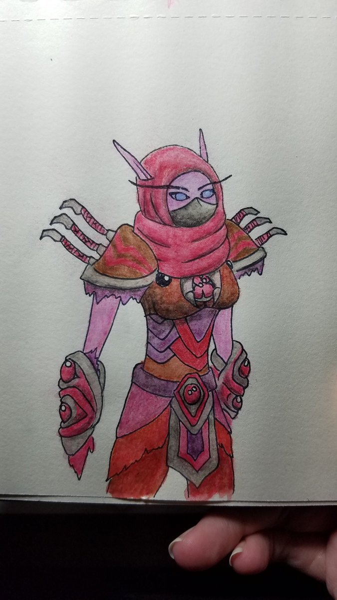 WanderingDruidz's tweet image. I did a thing =O this is my mw monk Mua in her dps xmog #Warcraft #velf #monk #transmog #xmog #pen #watercolor