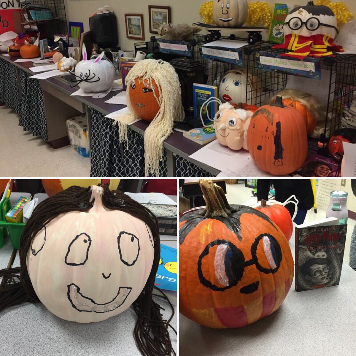 RiverDellRacers's tweet photo. This was no ordinary lesson &amp; activity on character traits in Mrs. Westerbeck’s 5th grade ELA classes! Students used pumpkins (58 total) to explore the characters in the books they had chosen to read. #creativeclassroom #theywillrememberthis #eachstudentcountseverymomentmatters https://t.co/UmpFPhTBVH