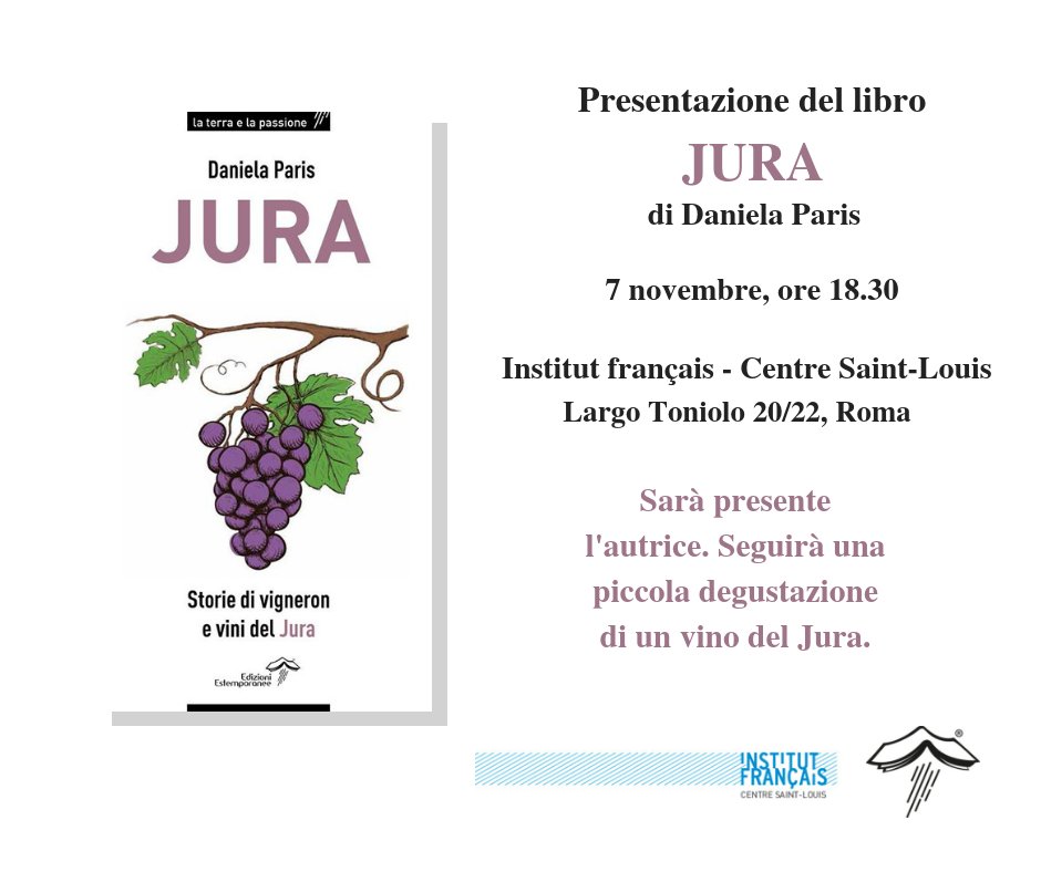 Ed_Estemporanee's tweet photo. Il 7 novembre alle 18.30 verrà presentato il nuovo libro di Daniela Paris, Jura, a cui seguirà una piccola degustazione di un vino tipico di questa meravigliosa regione.
A seguire un atelier enologico a cura di Pierre Overnoy.
Non mancate!
#30ottobre #libro #edest https://t.co/FsWsOJ17JT