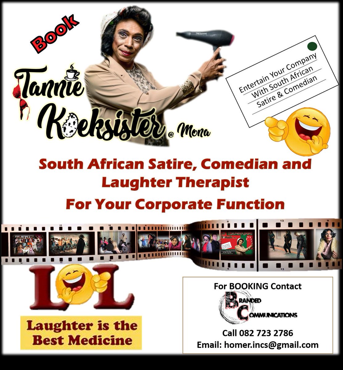 Book <a href="/ProudlySA/">Proudly South African</a> #Satire, #comedian and #laughtertherapist <a href="/MonaTannie/">MONA Tannie Koeksister</a>. #Motivate #educate #share #value #create #inspiration. #Christmas2018 #celebrate. #HRStandards #WellnessYourWay #wellnessday #16daysofactivism #mentalhealth