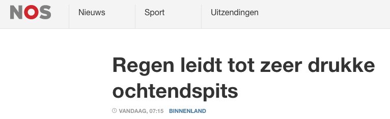 O, zit het zo. Ik dacht altijd dat de vele auto's de oorzaak waren. Maar het is de regen. Hard aanpakken die regen!