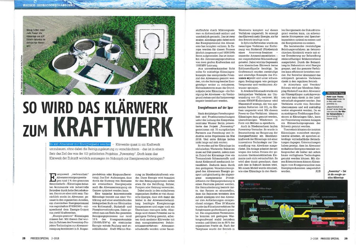 CLoderer's tweet photo. A nice article about our #POWERSTEP_EU Case Study site in Westewitz performing Carbon extraction for the first time in full-scale operation of a 2000PE plant @kompetenzwasser @EPentimalli @EU_ecoinno @EU_EASME https://t.co/f7JQZU8TZ1