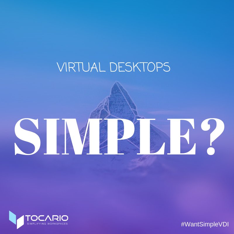 tocario_com's tweet photo. Provisioning and management of #virtualdesktops and #vdi are most times complex and complicated.What do you think has to happen that these technologies are simpler and easier to handle?#WantSimpleVDI #VDI #VirtualDesktop #DaaS #SelfService #CloudTech #WorkSpace #NewWork https://t.co/sanWlOugQp