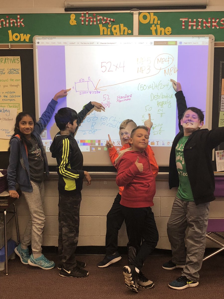 MrsDunn408's tweet photo. 4th Grade Accelerated Math Ss identifying what MP standards we were using as we solved problems with multiple multiplication strategies. @DelranMath @maryjohutch https://t.co/tlfiRqCnOp