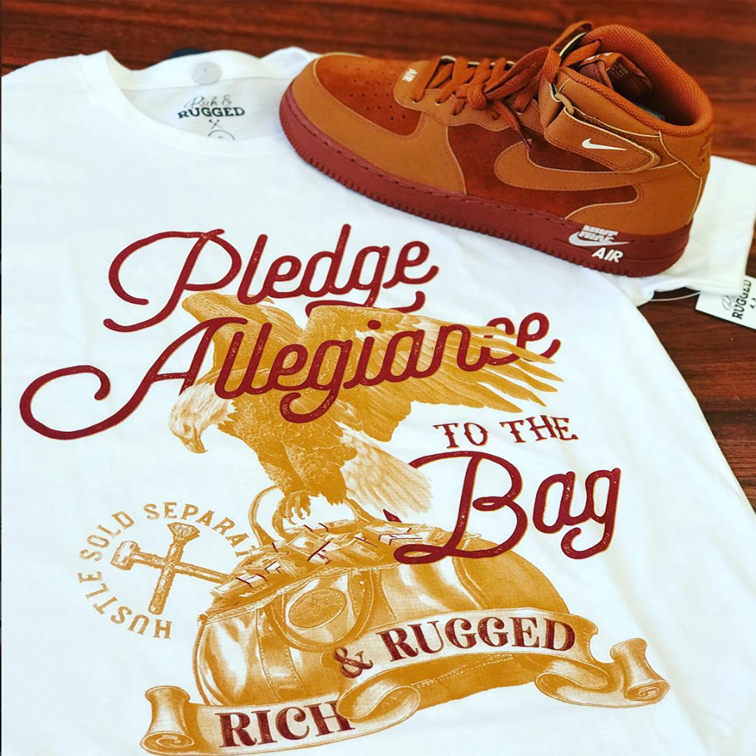 RichRugged's tweet photo. 'The Pledge'
- Secure the Bag
Check your Local streetwear retailer for stock
Click link in bio
#richandrugged #richrugged #rich #money #miami #global #hustle #usa #securethebag #reallife #gold #trap #graphics #blessed #hoodrich #fashion #style #streetwear #nocap #chrisfilly #ad https://t.co/VlWPk9mGTr