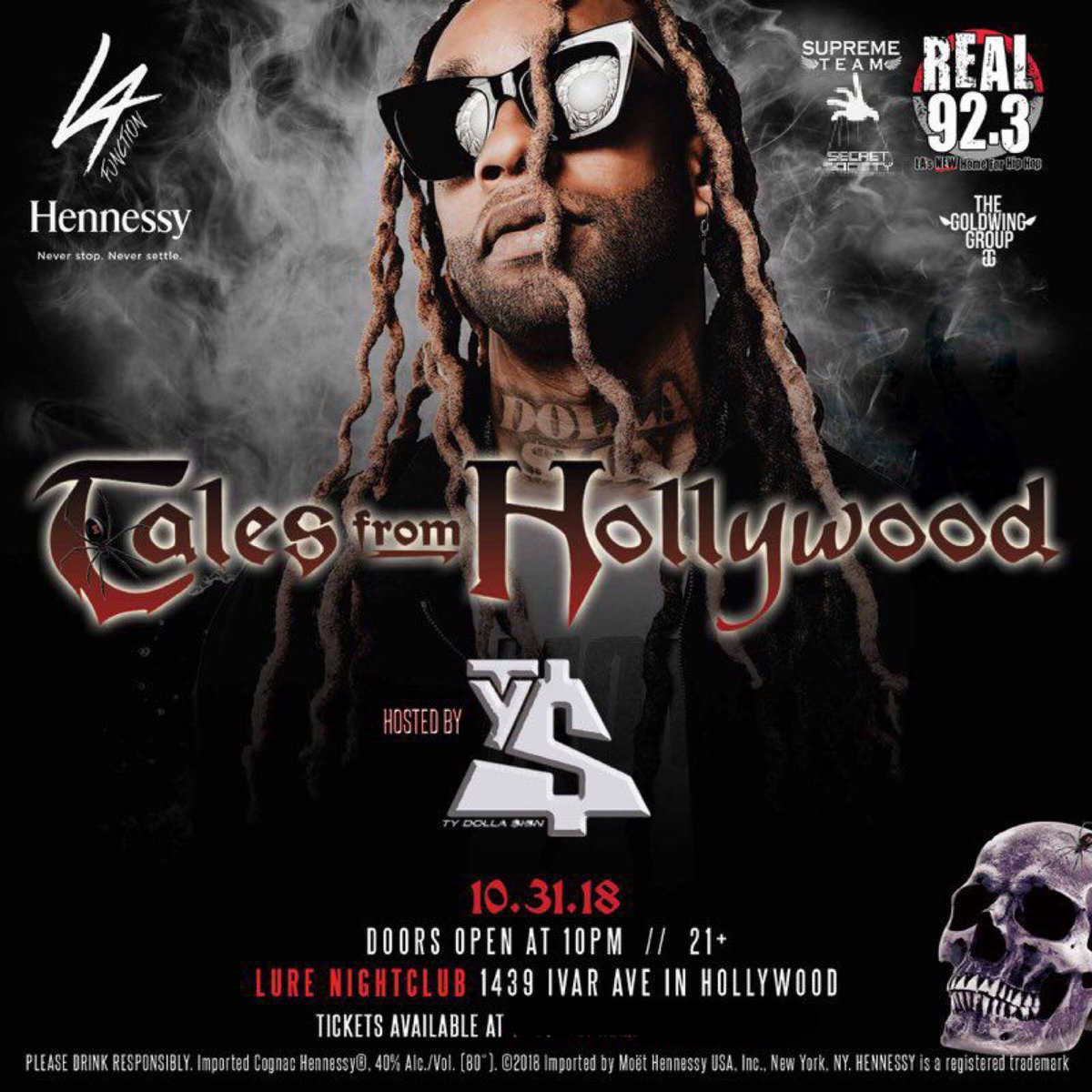 MarquisDiamond's tweet photo. WEDNESDAY 10pm @tydollasign #LAFUNCTION Costume Party inside @LureHollywood 1439 N Ivar Ave Hollywood, CA TABLES /GLIST text 323.523.5851 #DiamondLIST Music by @DJBADMUSIC @DRESINATRA TICKETS  https://t.co/mKxceIQFag https://t.co/KMLK5AKruT