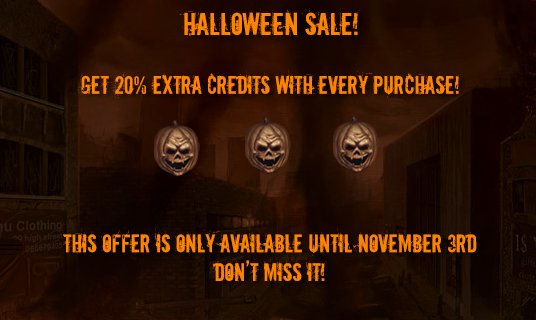 DeadFrontierMMO's tweet photo. Dead Frontier Halloween Sale is here! Get +20% credits on all purchases until November 3rd! 
https://t.co/dYij2Ip9iS https://t.co/uOGJlMgfPl