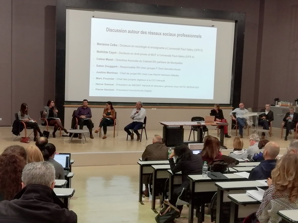 Pratiques et usages professionnels de l'internet. C'est aujourd'hui, toute la journée, à l'<a href="/univpaulvalery/">Université de Montpellier Paul-Valéry</a>
@LinkedInFrance <a href="/Medef34/">Mouvement des Entreprises de France #medef34</a> <a href="/CCIHerault/">CCI Herault</a> <a href="/ANDRH_Officiel/">ANDRH</a> <a href="/FrenchSouthD/">FrenchSouth.digital🌐</a>