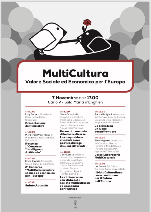 LuigiCarlucciLe's tweet photo. A #MultiCultura anche Carlo Colloca, Docente di Sociologia del Territorio, Università degli Studi #Catania, già consulente per la Commissione Parlamentare d’Inchiesta #Accoglienza #Migranti:”Città Europee e la sfida della società MultiCulturale..”. #Lecce @salentowebtv https://t.co/iyWx9CiHeL