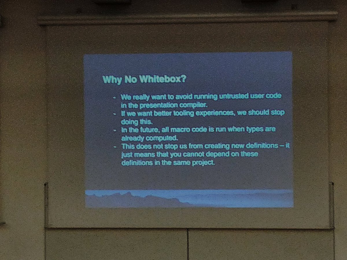 walidchergui's tweet image. The New macros are blackbox in Scala 3 #Scala #ScalaIO2018
