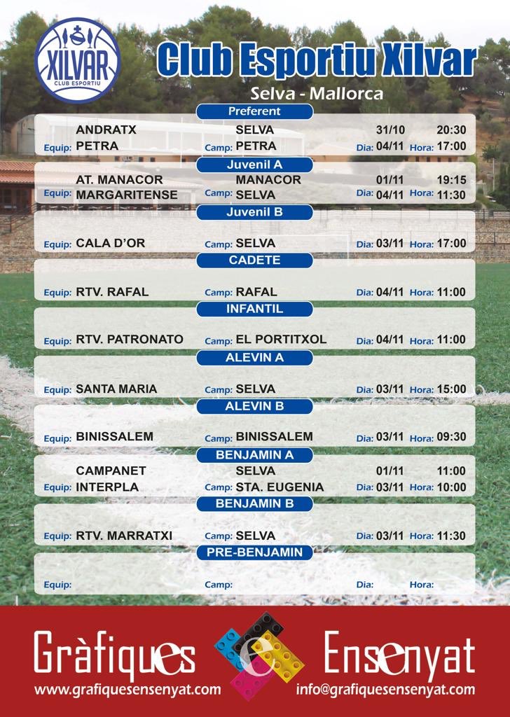 Partits del <a href="/CE_Xilvar/">Club Esportiu Xilvar</a> del proper cap de setmana