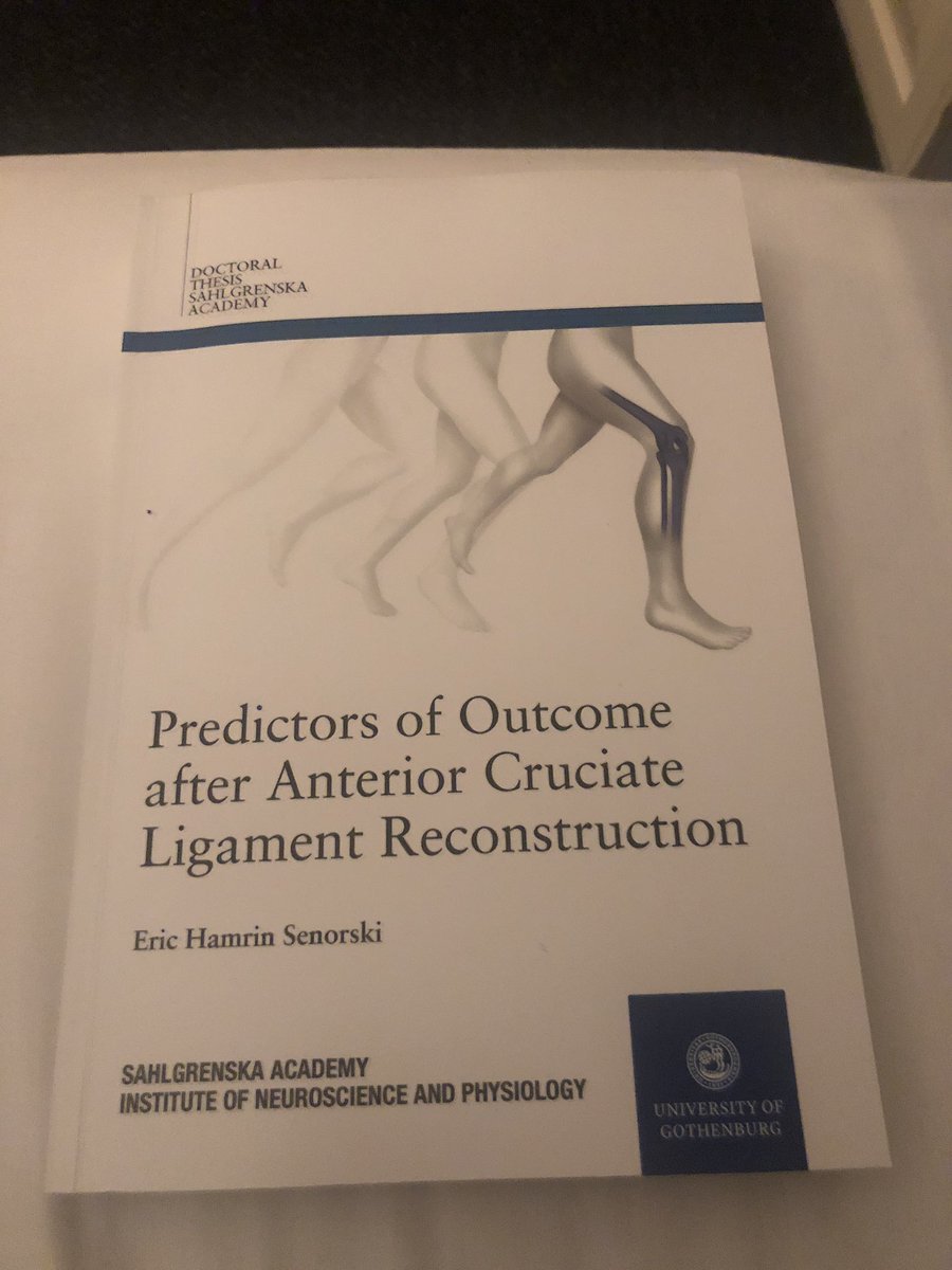 Great Doctoral thesis by <a href="/senorski/">Eric Hamrin Senorski</a> on Predictors of Outcome after ACLR!  Derived from Swedish ACL registries.  VERY thorough &amp; up to date research on ACLR!  Congrats!