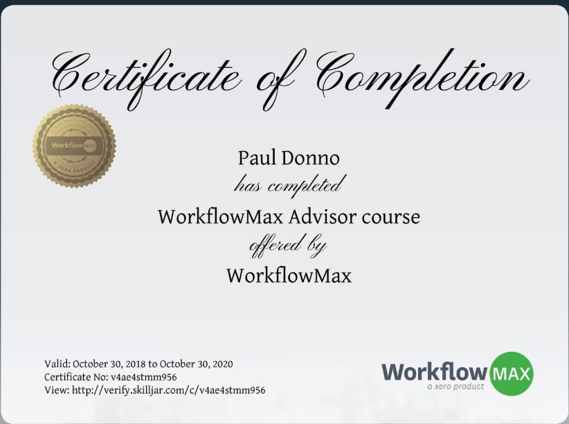pauldonno's tweet image. Just passed my Workflow Max Certification. #workflowmax #xero @WorkflowMax