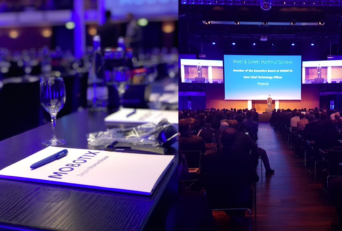 MOBOTIX_AG's tweet photo. The second day of the GPC has started and we are proud to have Yuji Ichimura, Executive Officer of @KonicaMinoltaDE on stage, talking to us about the „Workplace of the Future“. Followed by our CTO Hartmut Sprave who presents an outlook of the #MOBOTIX vision. #MxGPC2018 https://t.co/NqMTpu2aaC