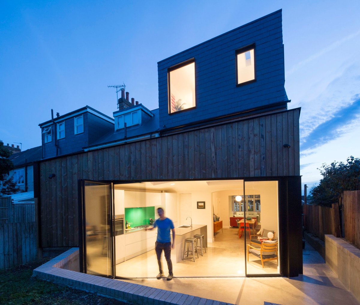 Welcome to the Incubator <a href="/Ashton_Archi/">Ashton Architecture</a> !
These pictures showcase their latest project. Designed around a simple &amp; economic palette of standardised materials, this permitted development extension to a 1930s house creates an angled kitchen requiring no structural works to house.