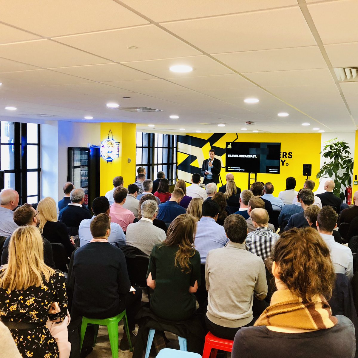 foundersfactory's tweet image. A full house for our #travel breakfast this morning with @brenthoberman kicking things off, followed by presentations from 8 of our travel #startups
