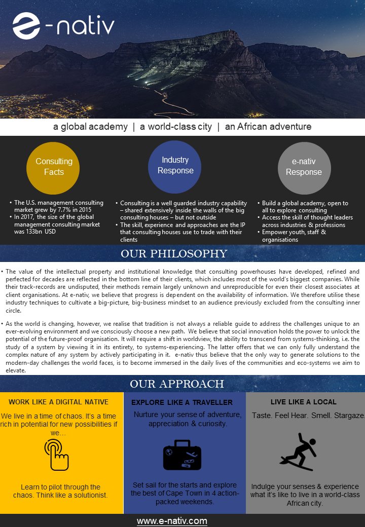 EnativC's tweet photo. At e-nativ, we believe that social innovation holds the power to unlock the potential of the future-proof organisation...find out more at https://t.co/OZ9LIXv9Qr
#socialinnovation #edtech #globaled
#CapeTown #futureproofafrica https://t.co/TnCnXgIoLY