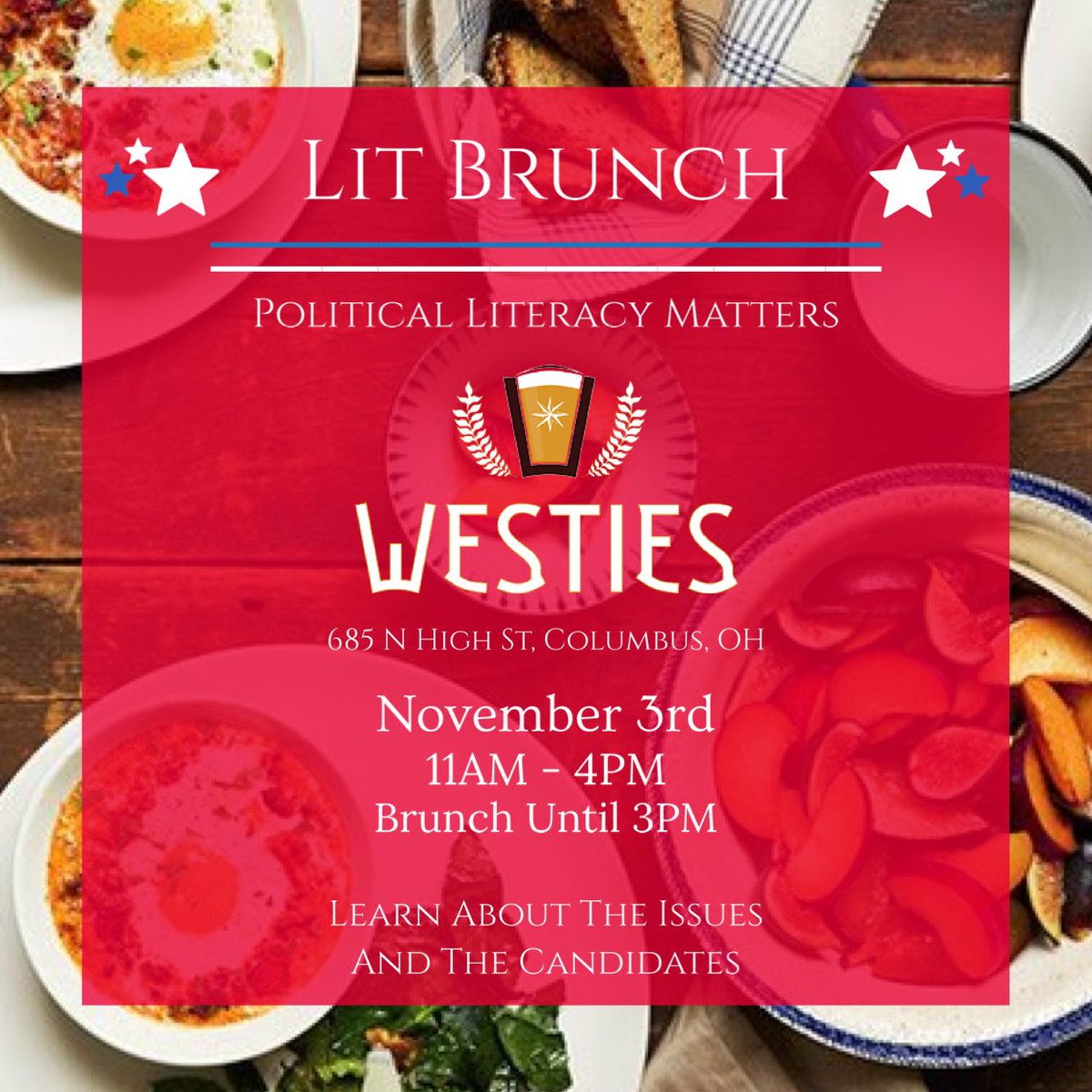 eh_kees's tweet photo. Wanna vote but donβt know for whom or for why? Pull up to #LitBrunch with me and @Mr_CHarris23.
No pressure, just brunch,information, drink specials, and sounds provided by @iBRease.
The Westies Tavern this Saturday. https://t.co/iAWfuDJU0q