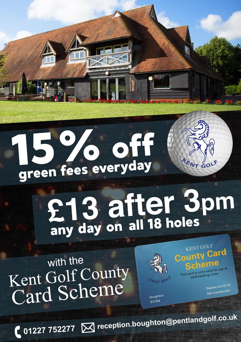 Save on Golf with a Kent Golf County Card, valid at Boughton Golf: kentgolf.org/county_card