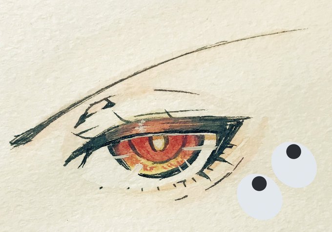 届いた画材で試し塗りおめめ 