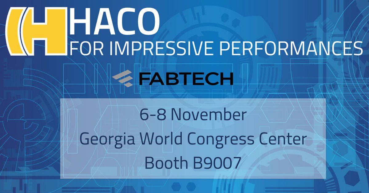 haco_com's tweet photo. Next up: @FabtechExpo 
Visit @haco_com at booth B9007 https://t.co/fA8BtWG3Ww