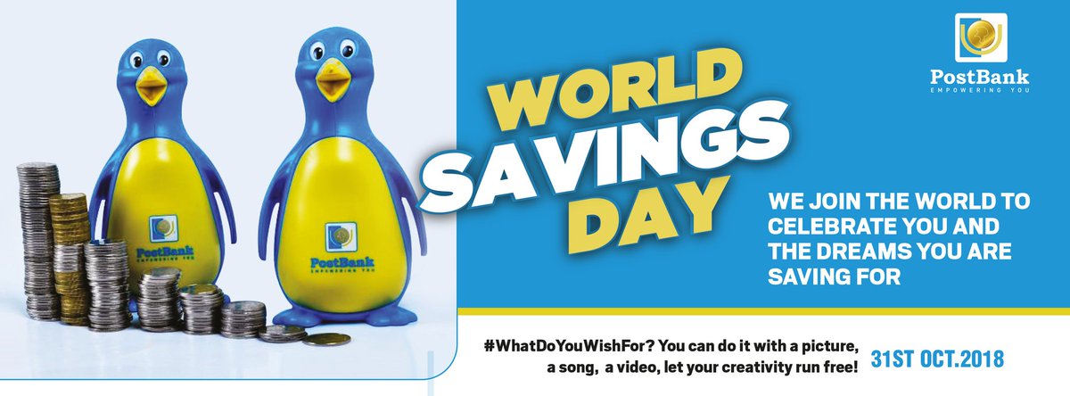 postbankug's tweet image. #WorldSavingsDay2018 
#WhatDoYouWishFor 
You can do it with a picture,a song, a video or a retweet. let your creativity run free! 

Cc: @Postbank1 @tahakanizibwa @Mugabidon #uganda #saving @gad_rogers @ugapost1 @HildaMirembe @hanspboon @WSBI_ESBG @WSBIInnovation
