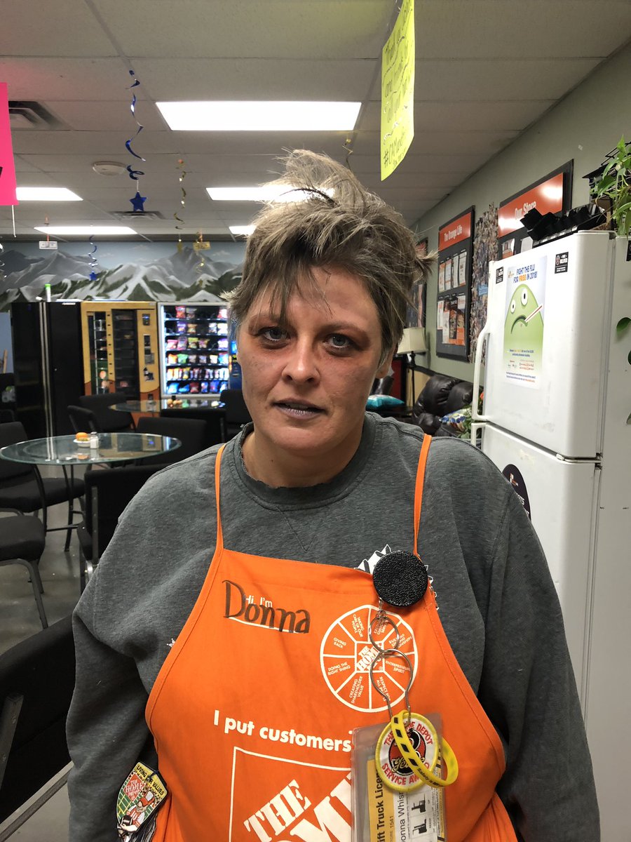 Zombie Day at #THD1541 and @DonnaBobonna80 takes the cake! She’s killing it today with her zombie behavior! <a href="/ChasingAutumn22/">Jessica Morris</a> <a href="/faithpayne50/">Faith</a> <a href="/chad_morris1414/">Chad Morris</a> <a href="/WhereIsRico21/">RicoSalas</a> <a href="/LadyofTHD/">Susan Jones</a> #WhyDoILookTheSame 😳