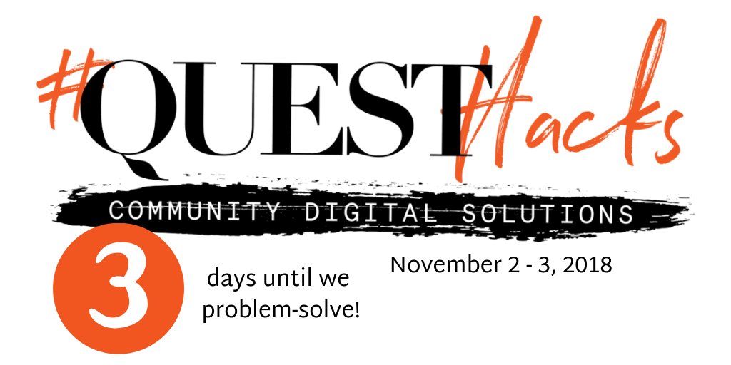 #QUESTHacks kicks off in 3 days! Inspired by <a href="/questthedoc/">Quest the Documentary</a>, this hackathon will bring together #NorthPhilly community members, coders, designers &amp; more to help create digital solutions to #NorthPhilly's greatest challenges. This event is FREE but RSVP! ow.ly/rmRv30mpdte
