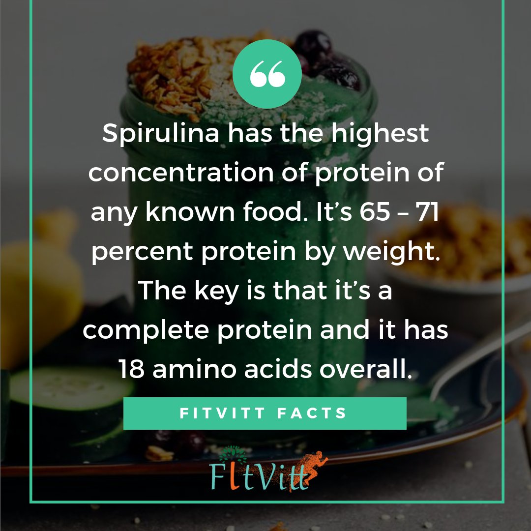 Spirulina has always been favourite among vegans and why not ? It’s a complete protein source, and has so many other health benefits. 
#Fitvitt  #Spirulina  #SpirulinaPowder  #SpirulinaBenefits  #WheatgrassShots   #SpirulinaSmoothie  #Superfood #SuperfoodIdeas  #superfoods