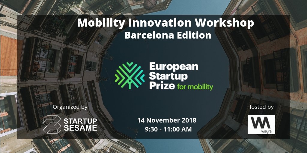 sesamers's tweet photo. Excited to co-host @EuStartupPrize’s Mobility Innovation Workshop with @Wayra and discussing the #Spanish #ecosystem with our #EUSP #finalists @AppyParking, @AtsukeMobile, @maas_global, @cocolis_fr, @Voltia_com, @NRGkick , @joelhazan @BCG and #AddSeat in #Barcelona https://t.co/YN0w5ie3bJ