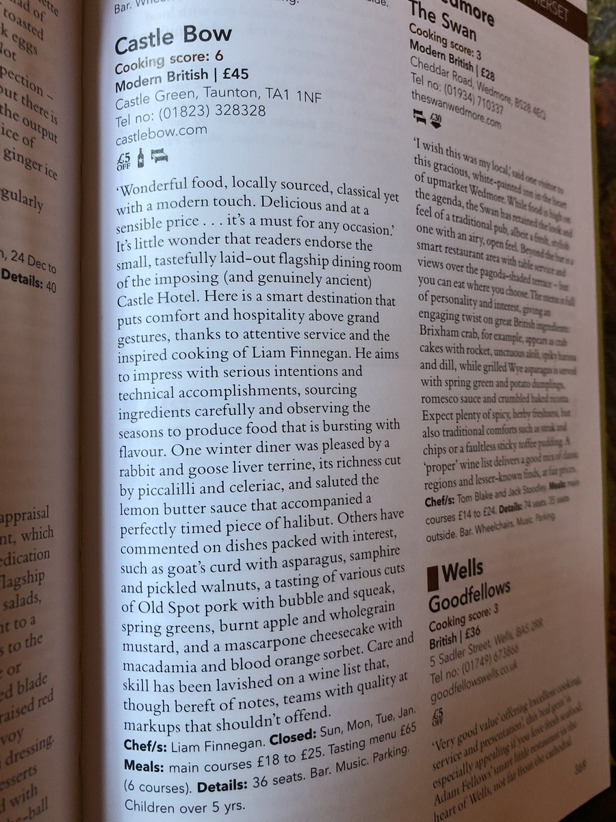 “Inspired cooking” by <a href="/liamofinnegan/">Liam Finnegan</a> says the 2019 <a href="/GoodFoodGuideUK/">The Good Food Guide</a> about <a href="/CastleBow/">Castle Bow</a> <a href="/castletaunton/">The Castle at Taunton</a> AND we are highest rated <a href="/VisitSomerset/">Visit Somerset</a>