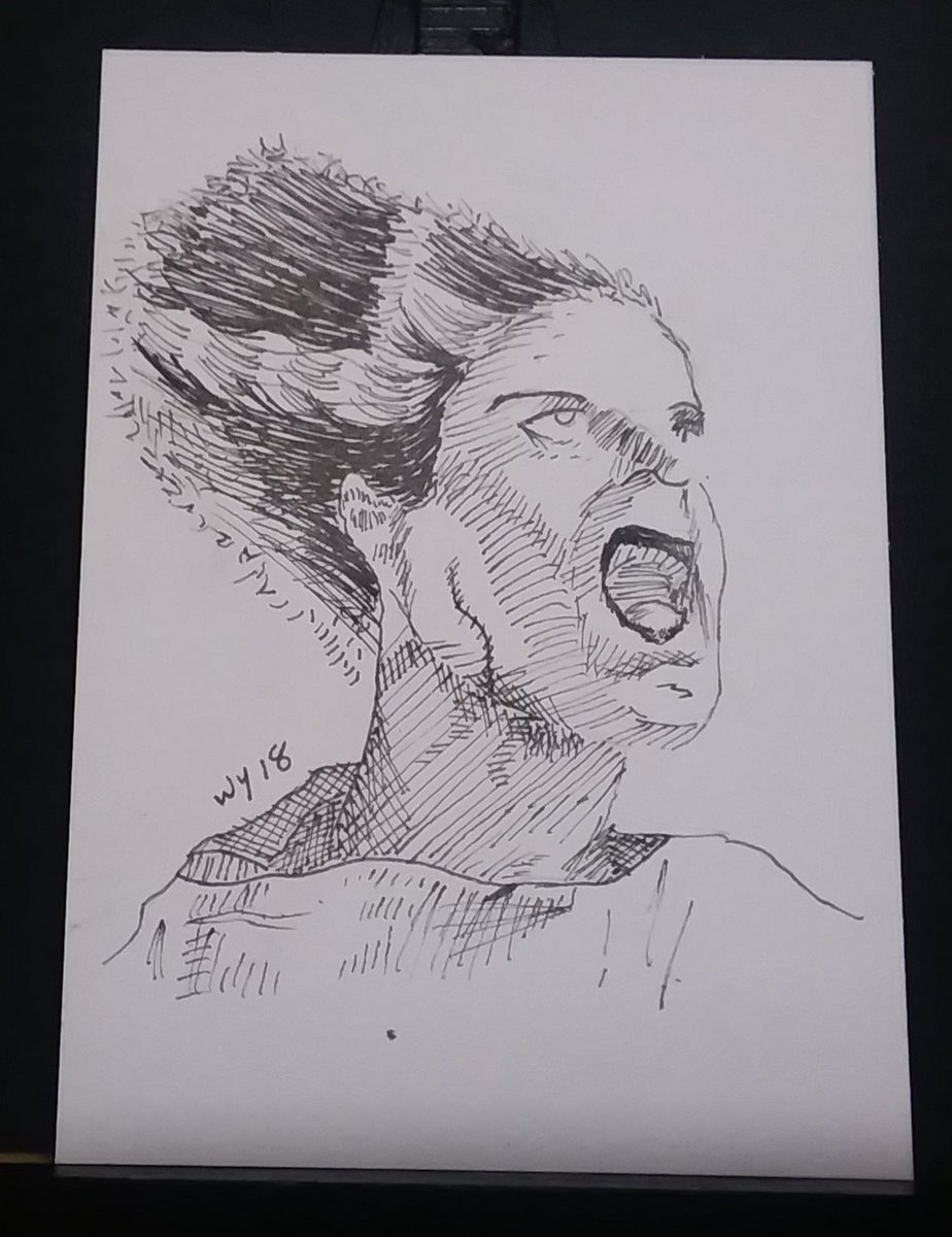Day 30 a #jolt of lightning brought the #bride to life. #brideoffrankenstein #inktober2018 #drawlloween2018 #mabsdrawlloweenclub2018 #inkwork #inkfeature #inklouvre #artisttradingcard #aceo #sketchcard #drawing #drawingaday #inktober #mabsdrawlloweenclub #drawlloween #monster