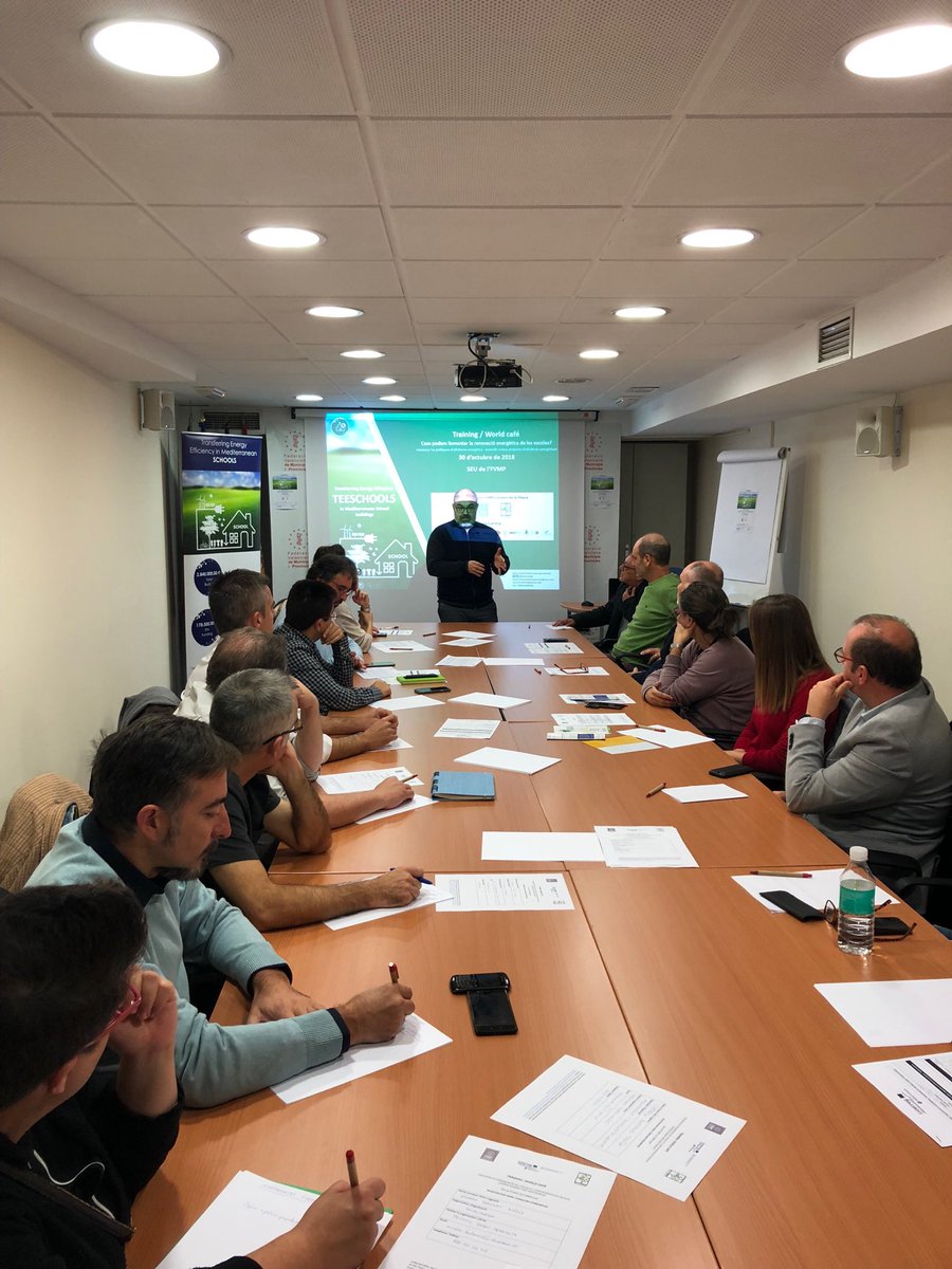 riberaenergia's tweet photo. ⁦@teeschools⁩ - Whorkshop about energy renovation of schools promotion at ⁦@fvmpendirecto⁩. Defining sustainable energy roadmaps https://t.co/NTcTBFSRig