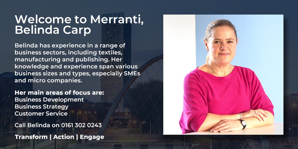 Merranti's tweet photo. Meet our newest Business Consultant, Belinda Carp - @carp_the
Belinda has joined Merranti Consulting's new Manchester Office.
If you would like to find out more about Belinda, you can visit our website.
https://t.co/5Hw6ByLEmk
#merranti #letstalkbusiness #welcomebelinda https://t.co/cgy6FnxogG