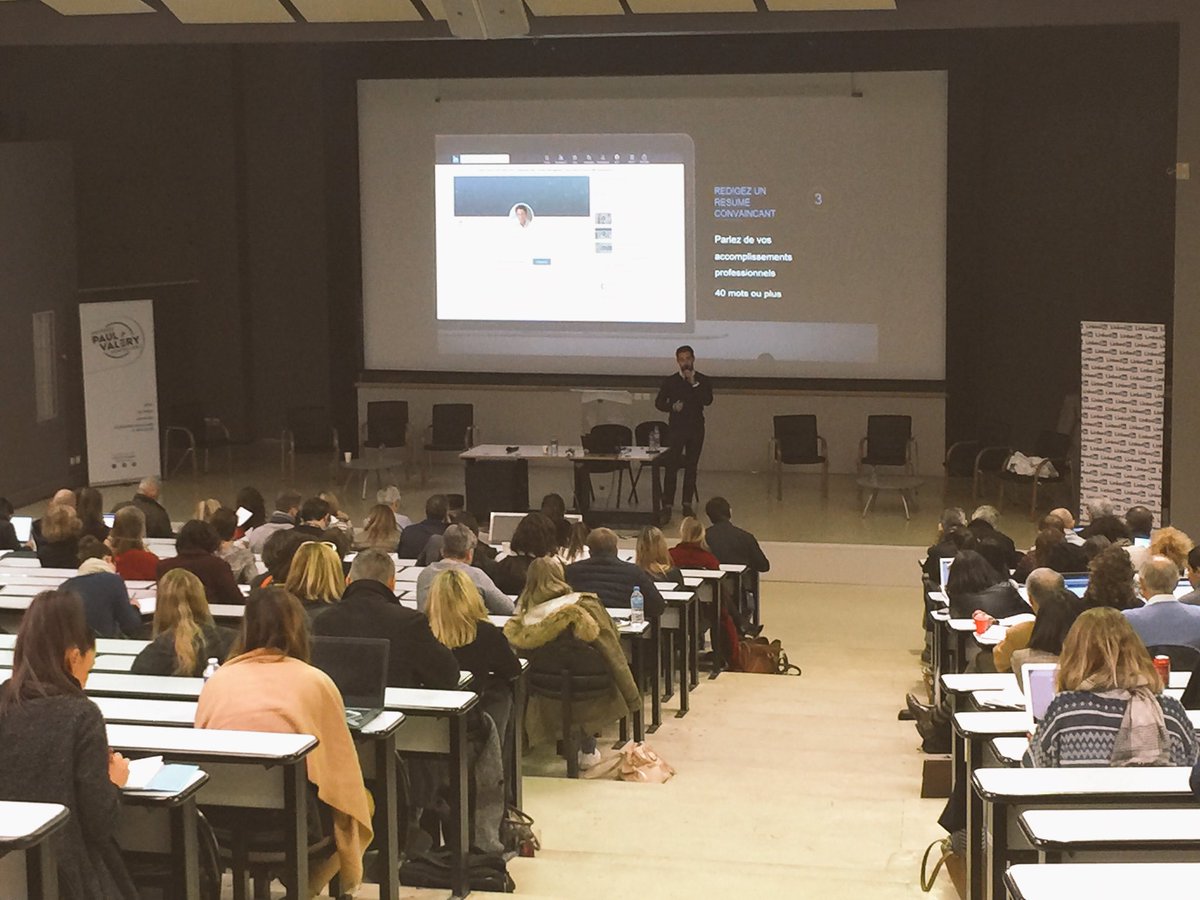 Journée Réseaux sociaux pro se démarquer pour recruter développer son business ... organisée par <a href="/univpaulvalery/">Université de Montpellier Paul-Valéry</a> en partenariat avec <a href="/CCIHerault/">CCI Herault</a> <a href="/CCIoccitanie/">CCI Occitanie</a> <a href="/Medef34/">Mouvement des Entreprises de France #medef34</a> @LinkedInFrance  <a href="/FrenchSouthD/">FrenchSouth.digital🌐</a> <a href="/ANDRH_Officiel/">ANDRH</a>  #LinkedIn #Montpellier