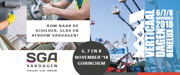 Nog maar 1 week tot S.G.A. Vakdagen en <a href="/Verticaaldagen/">VerticaaldagenBenelux</a> plaatsvindt! Heb jij je route al uitgestippeld, zodat je geen enkele exposant mist? Indien je nog geen tickets hebt, bestel deze dan gauw op bit.ly/2qeL4lg