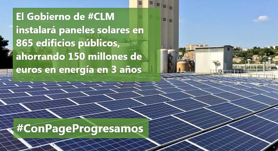 AnaCuevasIraola's tweet image. ☀️ El Presidente @garciapage anuncia una inversión de 50 M€ para instalar placas solares en 865 edificios públicos de #CastillaLaMancha, en el #DebateCLM18. Clara apuesta por las energías limpias que ahorrarán hasta 150 M€ en consumo eléctrico en 3 años #ConPageProgresamos #CLM