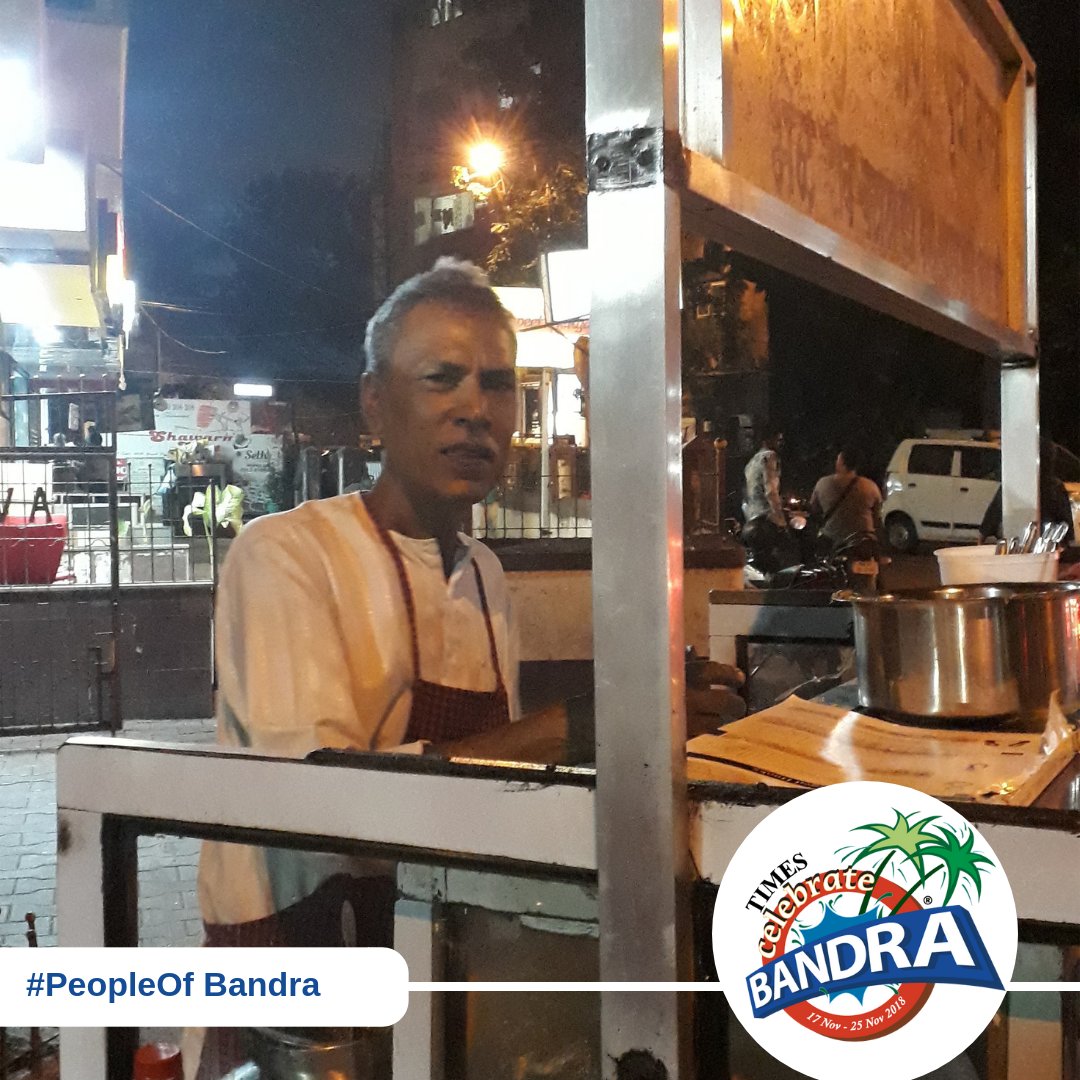 CelebrateBandra's tweet photo. This gentleman came to Mumbai in the 80's at 14 years old. A generous couple took notice and donated Rs. 1000 to help run his own Bhel Puri cart. 3 decades later you can still find him and his cart, aptly named LUCKY, at the junction opp. Mount Carmel church. https://t.co/XusNnIrFmC