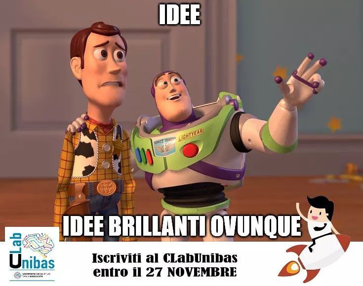 📣📣 L' @UniBasilicata sta per essere attaccata da una tempesta di #idee 💡💡💡

E tu sei pronto? Non farti cogliere impreparato!!!
Iscriviti entro il 27 Novembre al #clabunibas
clabunibas.it 
info@clabunibas.it