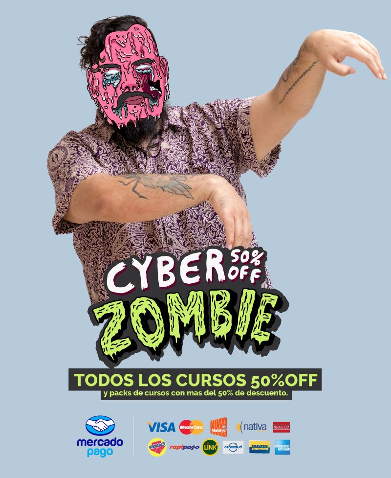 Tengo todos mis cursos al 50%OFF por el #CyberZombie en escueladevrock.com y hay packs re locos y mas baratos aún! Let's Raaaack