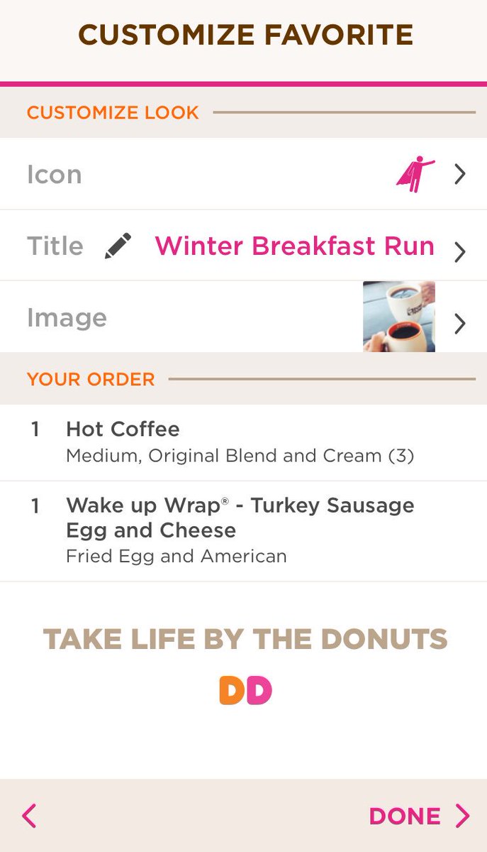 CozyLeBlanc's tweet photo. I love my Dunkin’ app! I can customize my breakfast, hit order and it’s waiting to be picked up #feelingprodutive #letsgotuesday @dunkindonuts https://t.co/7BqL0oe378